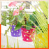 RUI Hanging Metal Pot Holders / Planters for Home / Balcony / Garden | Red - Set of 5